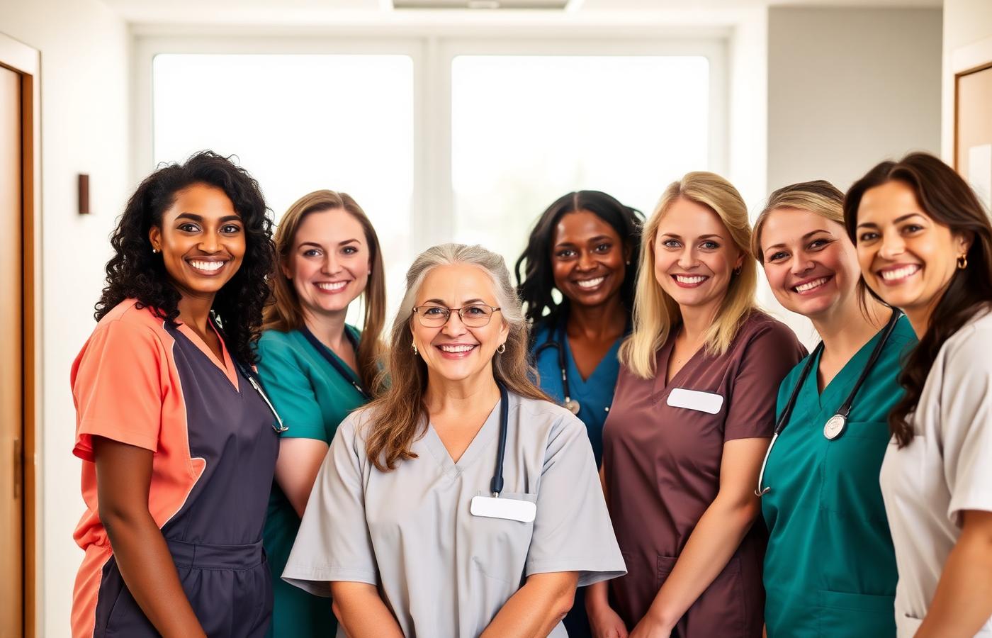 Friendly care team working together